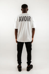 AV Oversized Short Sleeve T-Shirt In White With AVOIR Back Print