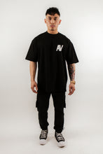 Load image into Gallery viewer, AV Oversized Short Sleeve T-Shirt In Black With AVOIR Back Print
