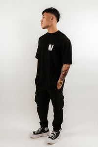 AV Oversized Short Sleeve T-Shirt In Black With AVOIR Back Print