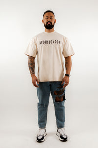 Oversized Avoir London Short Sleeve T-Shirt In Beige