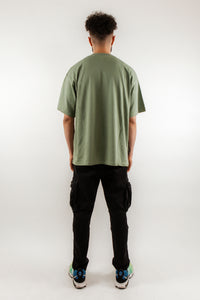 Oversized Short Sleeve T-Shirt In Khaki With AVOIR Print