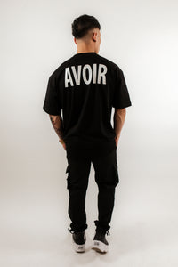 AV Oversized Short Sleeve T-Shirt In Black With AVOIR Back Print