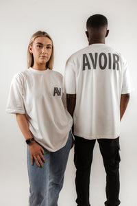 AV Oversized Short Sleeve T-Shirt In White With AVOIR Back Print